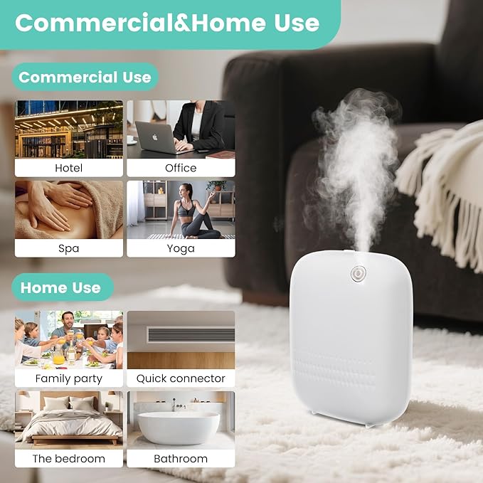 2026 Upgraded 2000 Sq.Ft Coverage HVAC Waterless Essential Oil Diffuser with Bluetooth Control, 400ML Smart Scent Air Machine for Home, Hotel, Whole House, Cold Air Tech (No Oils) White