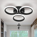 ZGLAOJT Led Motion Sensor Light Indoor 24w Semi Flush Mount Ceiling Light Fixture Black 6000k Modern White Light for Hallway Porch Stair Closet Laundry.