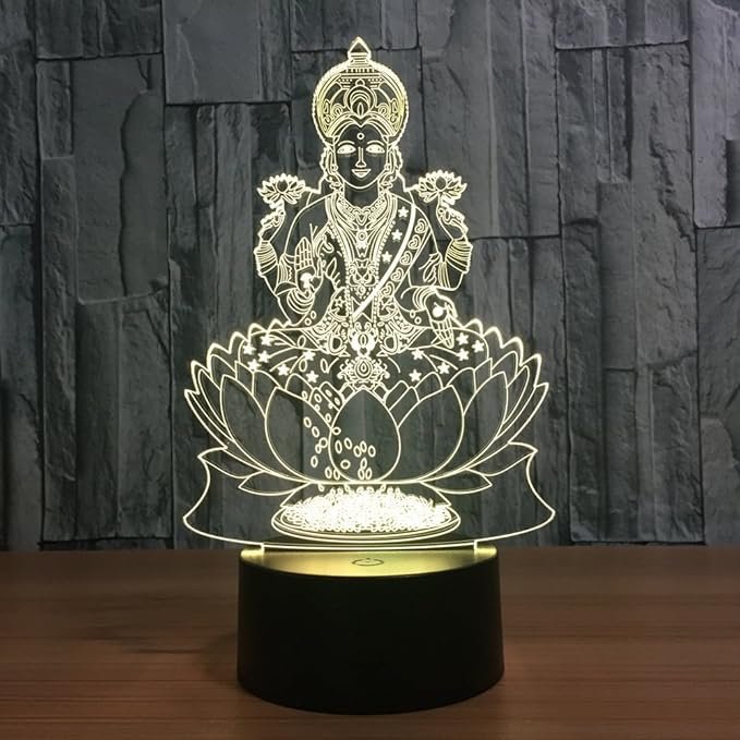 Optical Illusion 3D Buddha Statue Night Light 16 Colors Changing USB Power Remote Control Touch Switch Decor Lamp LED Table Desk Lamp
