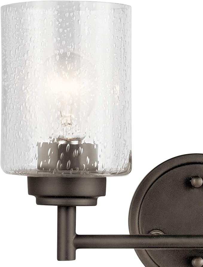 KICHLER Winslow 12.75" 2 Light Vanity Light with Clear Seeded Glass in Olde Bronze®