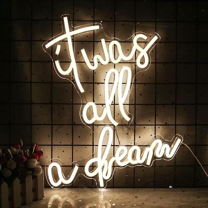 It was All a Dream Neon Signs Pink Led Sign Wedding Neon Lights for Wall Decor USB Powered Switch Dimmable Led Neon Sign for Wedding Decoration Birthday Party Girls Bedroom