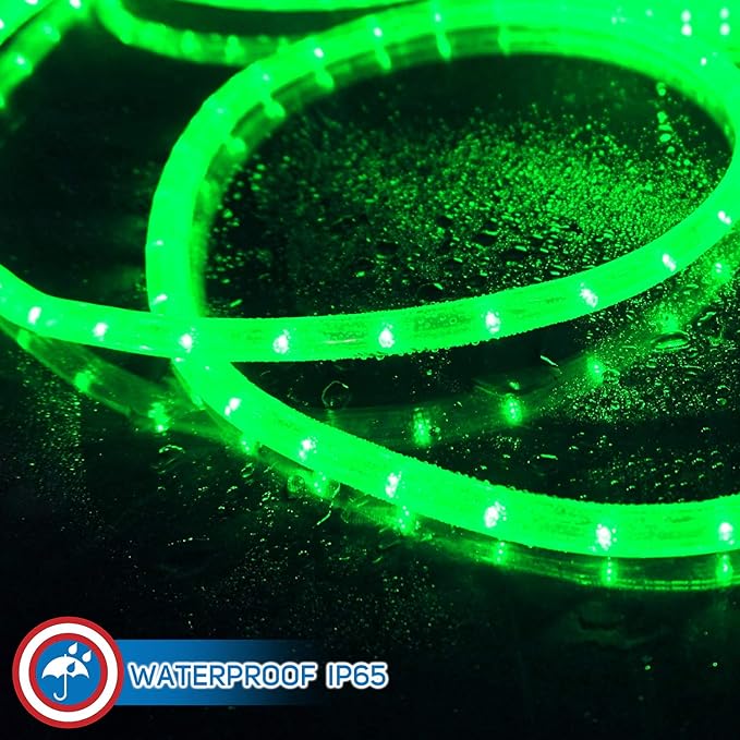 Russell Decor 100ft/30m Led Rope Lights Lamps Kit Indoor Outdoor Decorative Lighting for Saint Patrick's Day Party Wedding Backyard Patio Deck Bright Flexible String Tube Lights Waterproof- Green