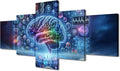 5 Panel Digital of Human Brain in Colour Background Canvas Wall Art Framed Digital Brain Painting Futuristic Technology Pictures for Living Room Posters and Prints Framed Ready to Hang 50" Wx24 H