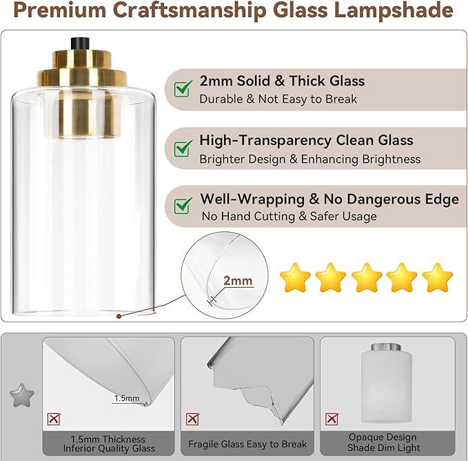 4-Light Bathroom Light Fixtures, 27" Modern Vanity Lights Over Mirror with Clear Glass Shades, Black & Gold Wall Sconce, Classic Wall Light Fixture for Mirror Living Room Cabinet Bedroom Porch Kitchen