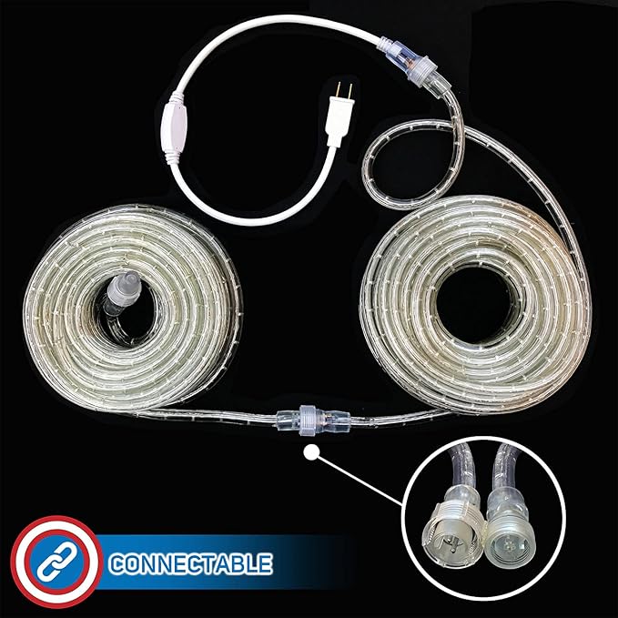 Russell Decor 40ft LED Rope Lights Indoor Outdoor Decorative Lighting for Party Trees Patio Deck Flexible String Lights(Red White)