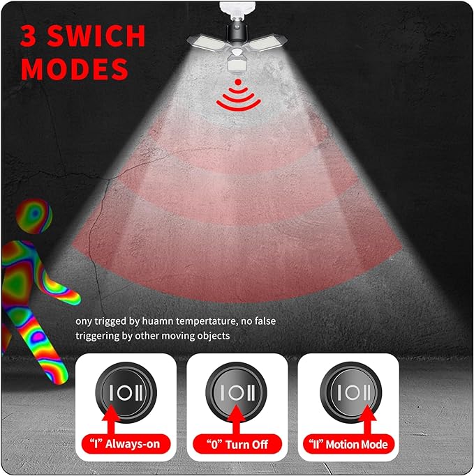 Motion Sensor Garage Light, 80W Motion Activated LED Shop Light for Stairway, Workshop, Basement (1Pack)