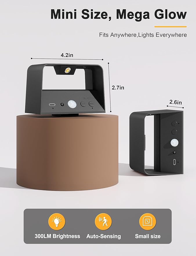 NIORSUN Motion Sensor Wall Light, 5000mAh Battery Operated Wall Sconce with Remote, 3CCT Dimmable Rechargeable Wall Lights,Wireless Sconces for Living Room Bedroom Hallway