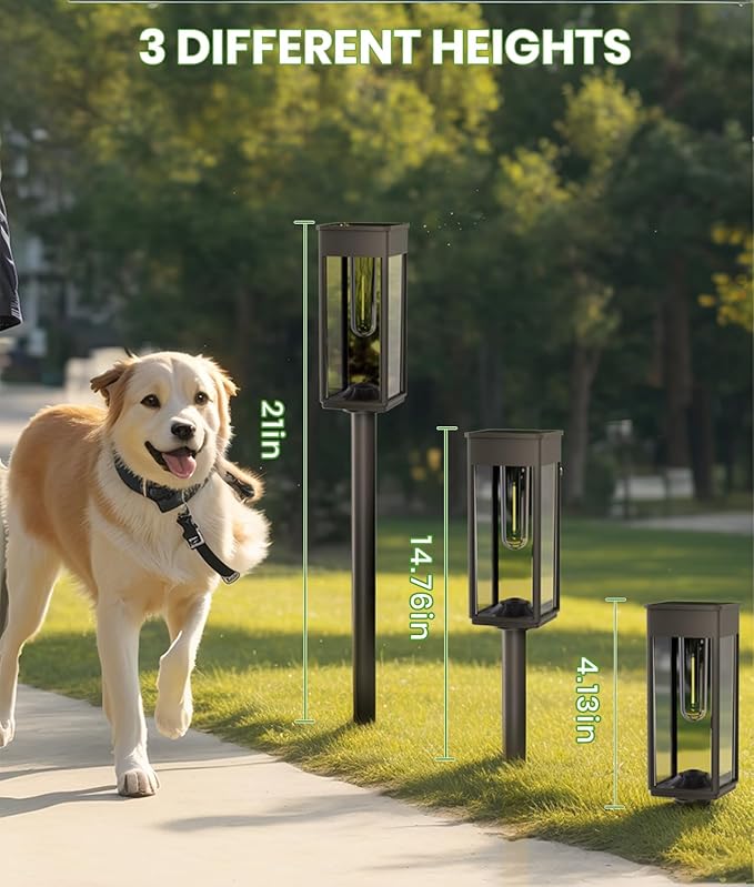 Solar Pathway Lights Outdoor,Bright Solar Lights for Outside, Waterproof Auto On/Off Garden Lights Solar Powered Landscape Lights for Yard Walkway Driveway Lawn (Cool White, 2 Pack)
