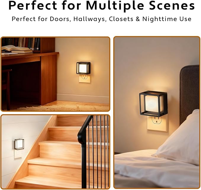 4 Pack Night Lights Plug into wall,Adjust 0-60LM Brightness Motion Sensor Night Light,for Modern Farmhouse Decor Deals,Home Decor,Bathroom Decor,Cozy Home Decor