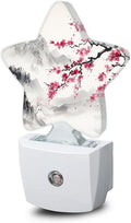 Cherry Blossoms Nightlight,Japanese Mountains Star Night Lights Plug into Wall Decorations for Bedroom Bathroom,Dusk to Dawn Sensor Kitchen Hallway Stairs Energy Efficient Desk Lamp