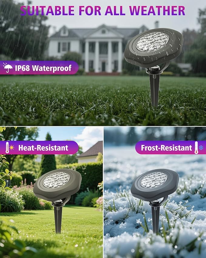 CORESLUX Solar Spot Lights Outdoor Waterproof IP68, 3-in-1 LED Color Changing Solar Landscape Lights, 2 Light Modes Pond Lights Landscape Path Lights for Outside Garden Yard Pond Pathway