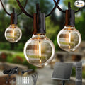 116FT Solar Lights Outdoor Waterproof with Remote, G40 Patio Lights with 50+2 LED Shatterproof Bulbs, 3 Lighting Modes, with Cable Ties, Hooks Hanging Lights for Backyard Party Decor, 2 Pack 58FT