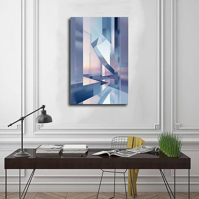 Futuristic Minimalist Wall Art – Abstract Digital Geometry Print – Modern Tech-Inspired Home Decor for Office & Living Room Poster for Room Aesthetics Canvas Wall Art Poster And Print 24x36inch(60x90c