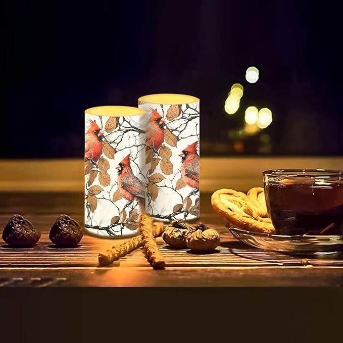 Cardinal Tree Flameless Candles 2 Pack 6 x 3 inch Battery Operated Candles with Multicolor Timer Remote Control LED Fake Candles for Warm Light Dinner Table Home Decor