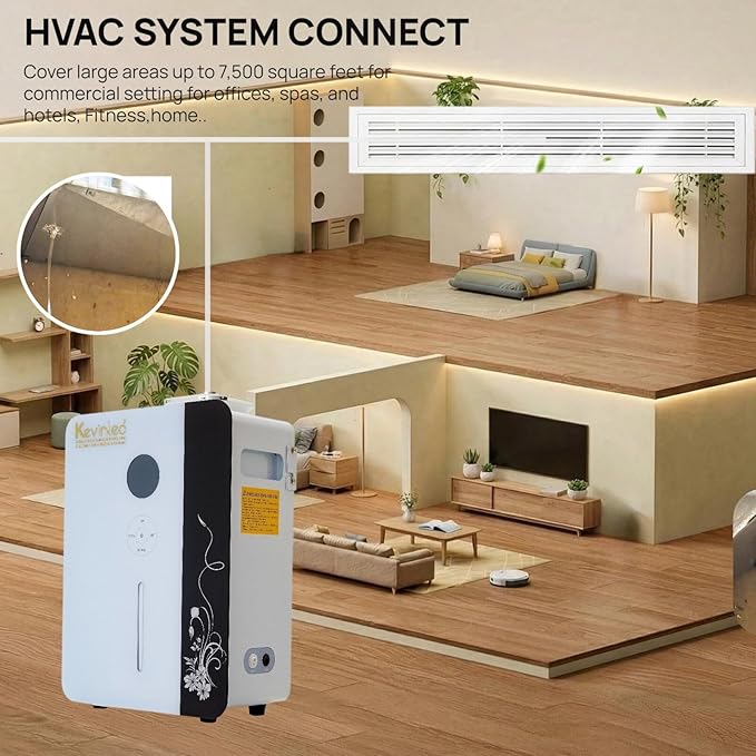 Kevinleo Scent Diffuser Machine WiFi Control for 7,500 Sq.Ft Large Spaces, 800ml Aromatherapy Nebulizing Waterless Diffuser Lasting-Long Fragrane,Essential Oils Diffuser HVAC for Office, Hotels