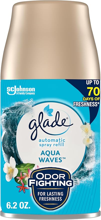 Glade Automatic Spray Refill, Air Freshener for Home and Bathroom, Aqua Waves, 6.2 Oz