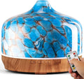 Porseme 500ml Glass Essential Oil Diffuser Aromatherapy Ultrasonic Cool Mist Humidifier 15-21 Running Hours Diffusers with Remote Control for Sleeping Yoga Working Spa(Blue）