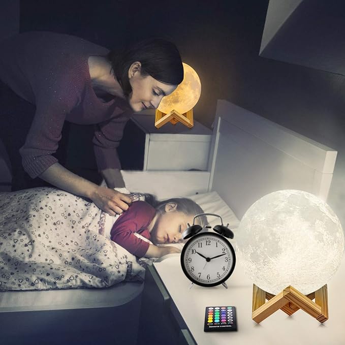 GDPETS Moon Lamp Moon Night Light,16 Colors Moon Light with Stand & Remote &Touch Control and USB Rechargeable Decorative Lamp for Girls Kids Christmas Party Gift（6 Inch