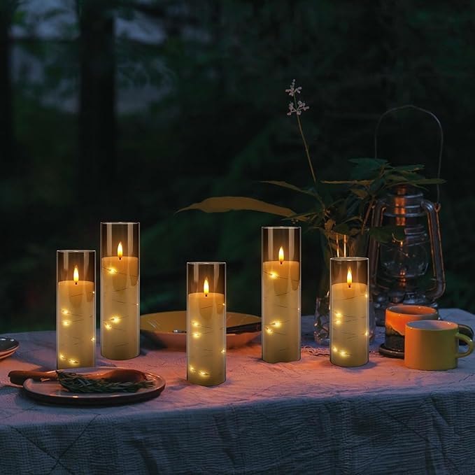 Flickering Flameless Candles Battery Operated with Remote,Led Pillar Candles with Realistic Moving Wick Candles for Halloween,Christmas,Home Decor Pack of 12 (D2.2 xH 5" 6" 7")(Grey)