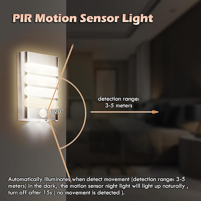 Leadleds Motion Sensor Wall Sconces Rechargeable, 2-Pack Wireless LED Wall Lights Luxury Aluminum Case Stick Anywhere Auto On/Off Night Light for Bedroom Porch Hallway Stairway