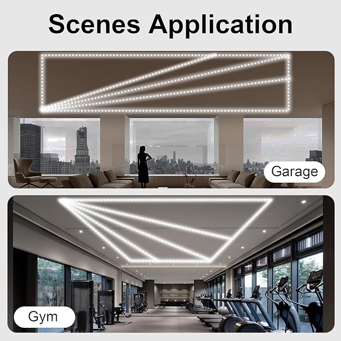 LED Garage Lights 7 Pack Updated Bigger Size, Super Bright Car Detailing Ceiling LED Shop Light for Warehouse Workshop Gym Basement Car Care Wash Room