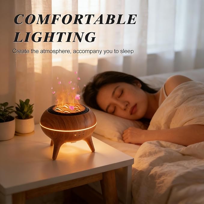 Essential Oil Diffuser 350ml, Essential Oils Large Room, Ultrasonic Aroma Diffuser with Remote Control,Timer, 7Colors Light Humidifier for Bedroom Home Office Hotel (Wood)