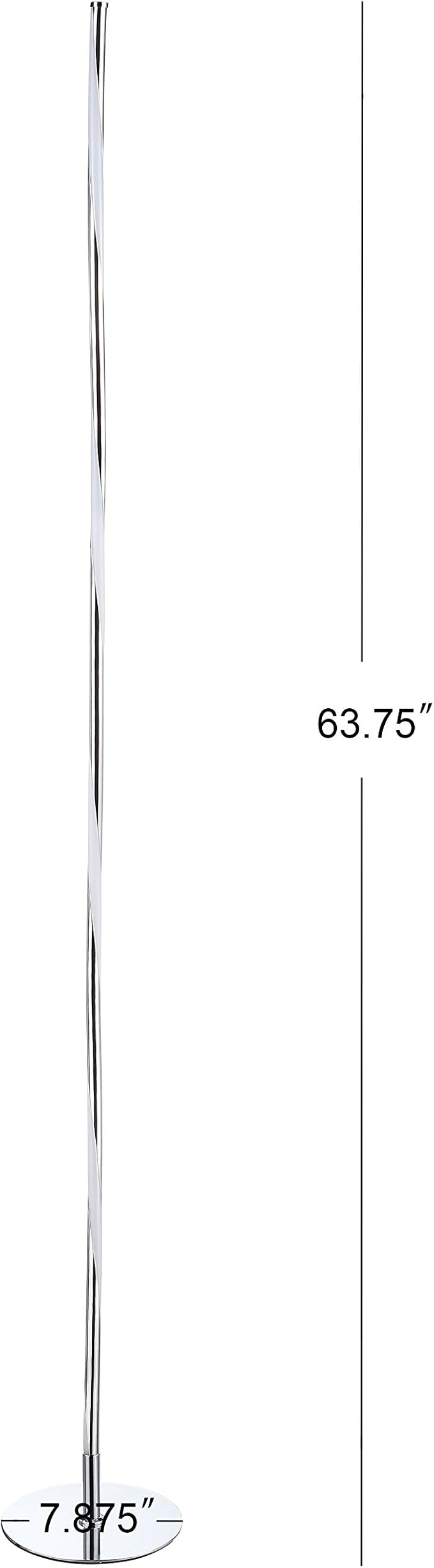 Eyely EYL7006A Sabrina 63.75" LED Integrated Floor Lamp for Reading Room, Living Room, Office, Bedroom, Modern, Contemporary, Chrome