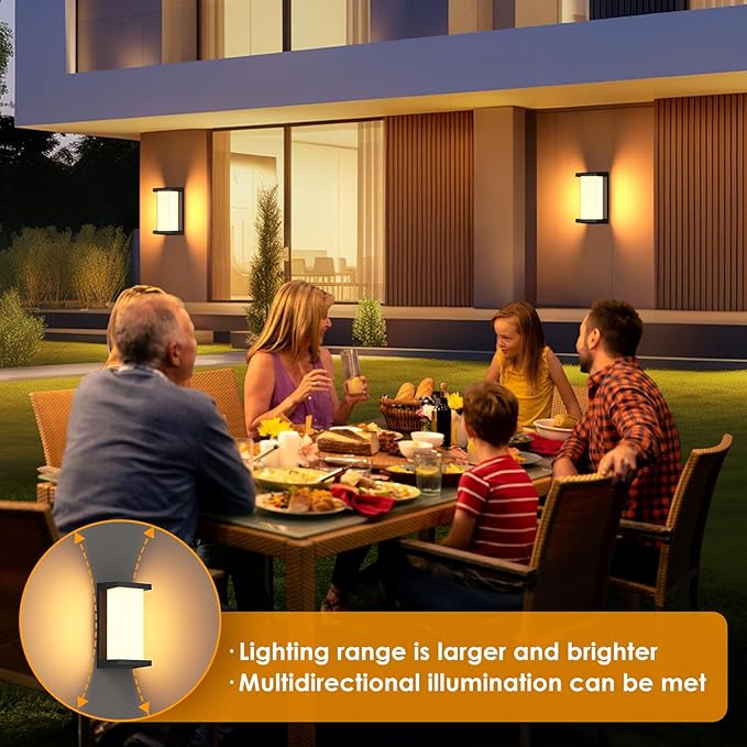 2 Packs 24W Modern Porch Lights Outdoor Wall Light,3 Color LED Exterior Lighting Fixtures,Outdoor Waterproof Wall Sconce for House Patio Exterior Wall Mount Front Back Porch Lights Outside