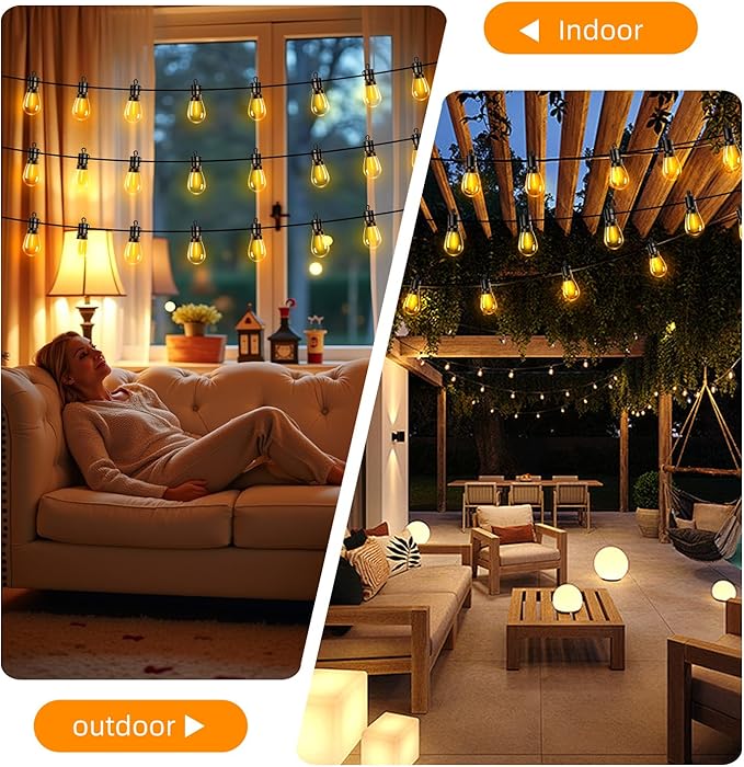 Outdoor Patio String Lights 100ft: S14 LED Shatterproof Bulbs 3 Modes Button Control - Waterproof Connectable Hanging Lights - Garden Backyard Yard Gazebo Porch Party Decorative