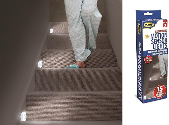 3 Motion Sensor Lights Stairs Path Night LED Automatic Hall Hallway Bathroom New