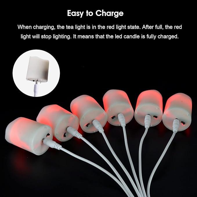 USB Rechargeable Flameless LED Tea Lights Warm White Votive Candles with Remote Battery Flickering Tealights Candle for Halloween Christmas Romantic Home Decoration (12 Packs,Warm White)