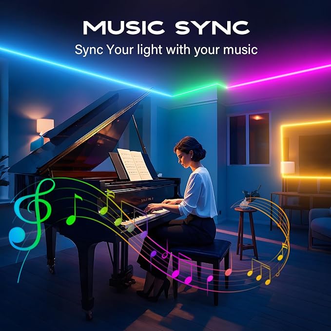 CHARKEE 130FT LED Strip Lights for Bedroom, RGB Color Changing Lights with Music Sync, Bluetooth App & Remote Control, 24V LED Light Strip for Room, Kitchen, Party & Home Decor (65.6ft*2)