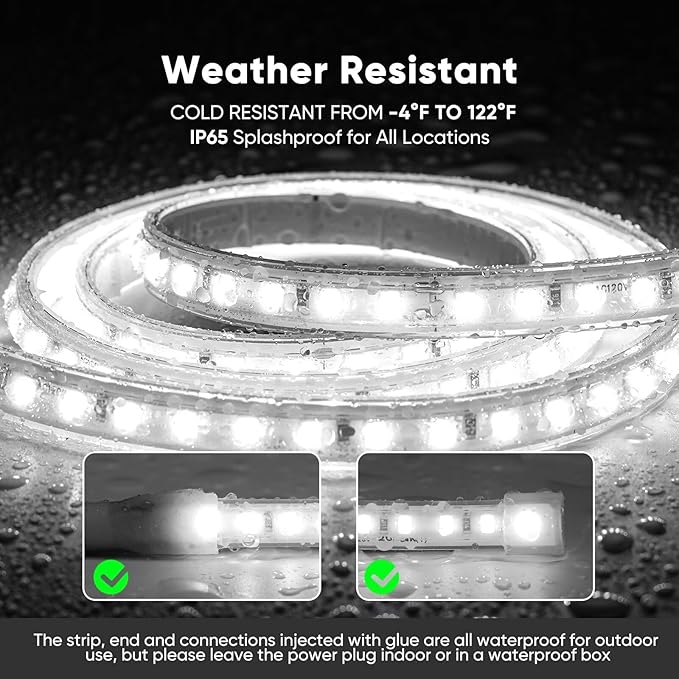Shine Decor LED Strip Light Super Bright 4000LM, Plug&Play 120V Driverless Easy Wiring, Flicker Free Weatherproof for Outdoor Indoor, Min. 3.9” Cuttable Stickable, 6000K Cool White 16FT ETL Listed