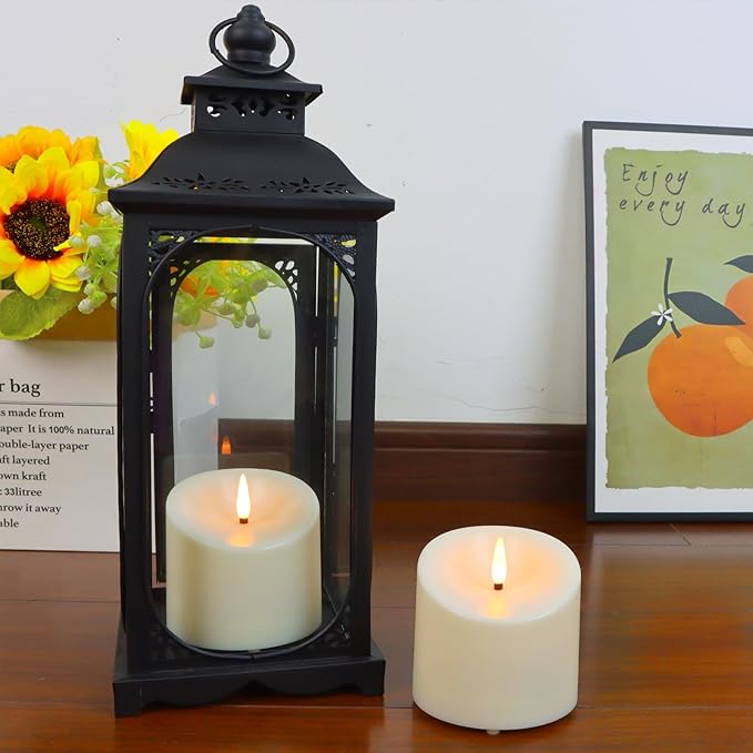 3"x3" Flickering Flameless Candles Waterproof, Battery Operated Candles with Remote Timer, Last 600 Hours Electric Fake LED Candles for Halloween Christmas Decoration, Ivory White, Set of 6