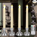 7.9 Inch Flameless Taper Candles Flickering with Timer Remote, Battery Operated LED Window Candles with Removable Base and Suction Cups for Home Christmas Decor, 4PCS Ivory