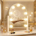 Arched Makeup Vanity Mirror with Lights 14.17"x 11.81" LED Makeup Mirror Detachable 10X Magnification, Hollywood Make Up Mirror with Lighting, Smart Touch, Rechargeable,360° Rotation,(White)
