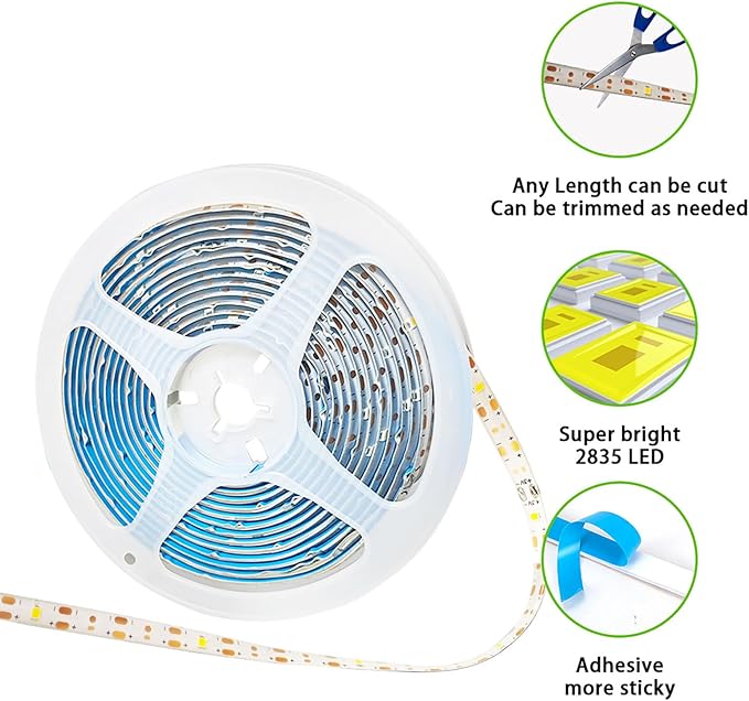 Solar LED Strip Lights Outdoor Solar Powered Rope Light Waterproof 10FT Cuttable Tape Lighting 3000K Warm White with 8 Modes for Fence, Outside, Stair, Step, Yard, Pool, 1 Pack