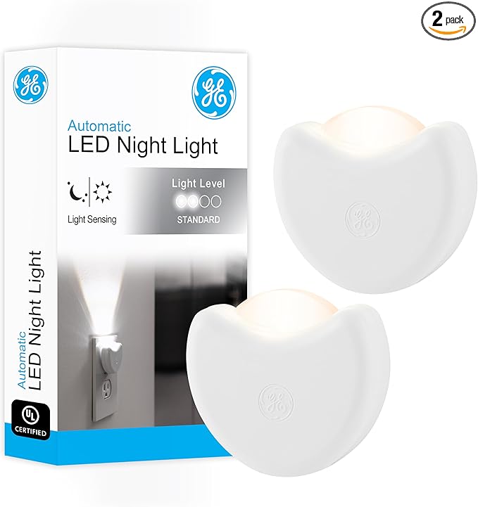GE 10202 Half Moon Automatic Led Night Light (2 Pk.), White