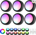 LED Puck Lights with Remote Control, Wireless Under Cabinet Lighting,Color Changing Lights with Dimmer and Timer, AAA Battery Operated Powered Push Night Lights (6 Pack Black)