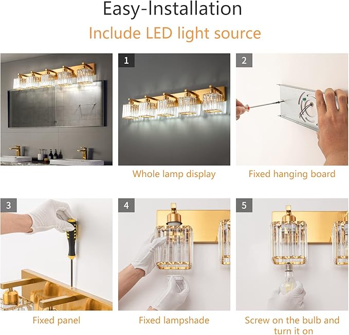 19.5" KnurledBrassWallSconcesSetof2,BronzeBathroomVanityLightFixtureswithWaterRipplesGlassTube,ModernLampforBedroom,LivingRoom,Hallway,Staise,Mirror,Kitchen