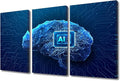 Chip Integral Paintings for Wall Decorations Technology Brain Canvas Prints Technology Wall Art Giclee Artwork 3 Panels Canvas Wall Art Room Wall Decor Stretched and Framed Ready to Hang, 36"Wx24"H