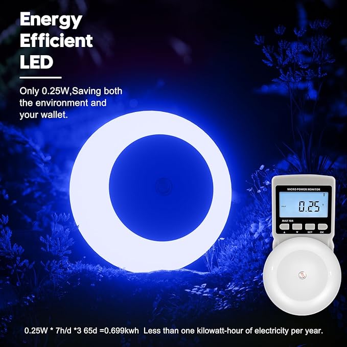 Night Light, Night Lights Plug into Wall, Dusk to Dawn Sensor, Blue Led Night Light 0.5W, 2 Pack Nightlight for Adults, Bedroom, Bathroom, Hallway, Kitchen