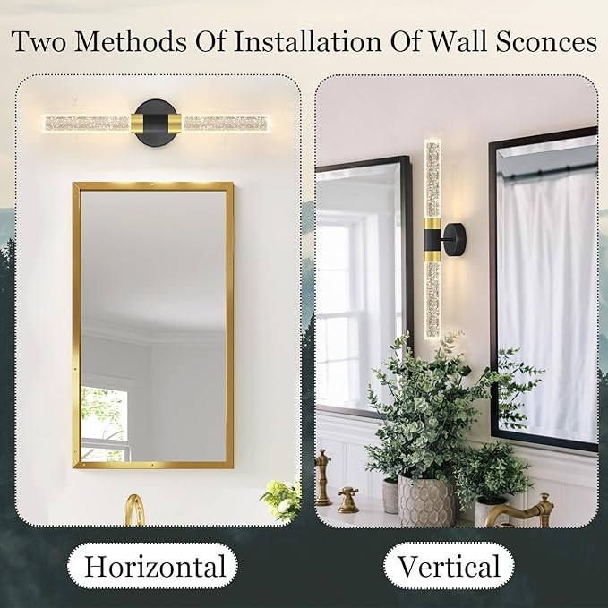 Crystal LED Wall Sconces Wall Light Modern Glam Crystal Vanity Lighting Fixtures for Hallway Dining Living Bedroom Living Room with 2700K Warm Light Bulbs