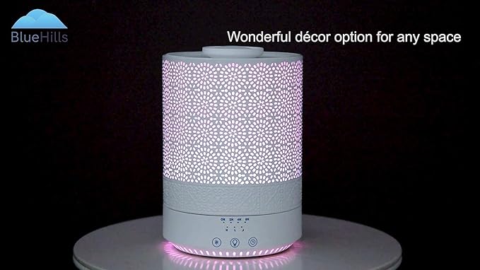 BlueHills Premium Set of 2 2500 ML Large Essential Oils Diffusers for Big Rooms High Mist Output XL Capacity Adjustable Cool Mist Great Gift – Value Pack of 2 Dark Wood Grain and Decorative Design
