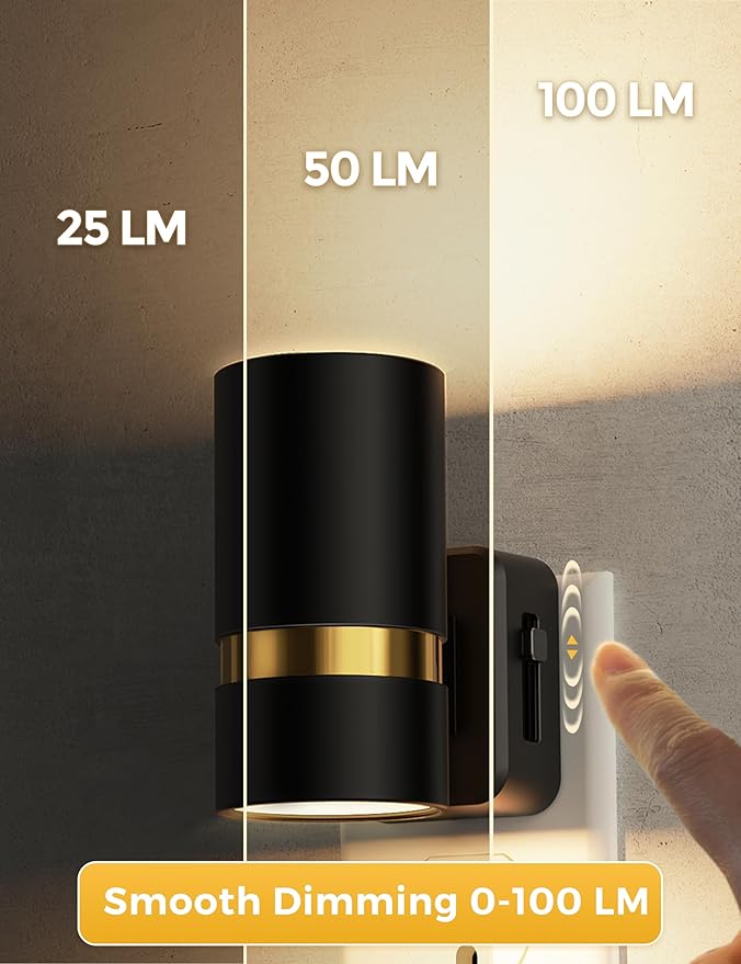 L LOHAS LED Night Lights Plug into Wall, Dimmable Night Light with 0-100LM Brightness Adjustable, 3000K Soft White, Nightlight with Dusk to Dawn, 2 Pack, Ideal for Home Bathroom Decor