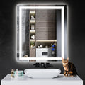 36"x28" LED Bathroom Mirror with Anti-Fog, Stepless Dimmable Lights, 3 Color Modes, Shatter-Proof Tempered Glass,Waterproof Design