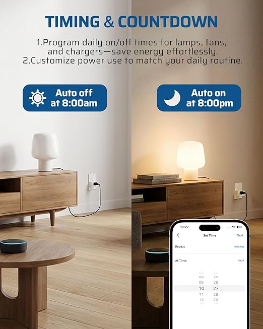 DEWENWILS Matter Smart Plug, Work with Apple Home, Alexa, Google, SmartThings, Smart Outlet with Schedule and Timer, FFS Easy Setup, 100% Privacy 15A/1800W, APP Voice Control, 2.4G Wi-Fi Only, 2 Pack