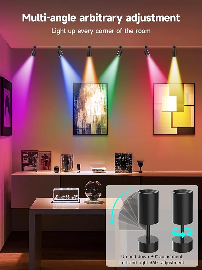 LED Spot Lights, Color Changing Wall Light with APP & Remote Control, Music Sync, Ambient Lighting Indoor Spotlight Lamp for Living Room Bedroom Christmas Decor