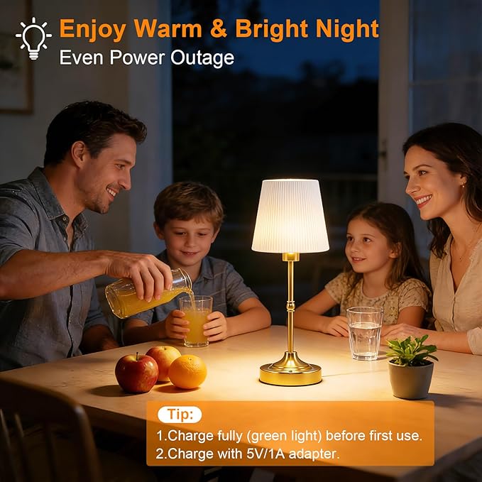 Cordless LED Table Lamp Rechargeable-5200mAh Battery Operated Lamp with Stepless Dimming,Touch Control/Smart Memory,Portable Wireless Lamp for Kid's Room/Dining Table/Bedroom/Home Decor