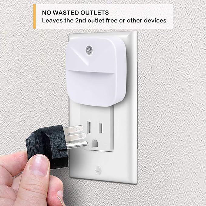 Uigos LED Night Light Plug in with Dusk to Dawn Sensor, Auto On Off Nightlight for Bedroom Bathroom Hallway Stairs Kitchen, Warm White Glow, Energy Efficient, Safe for Kids Elderly, 6 Pack